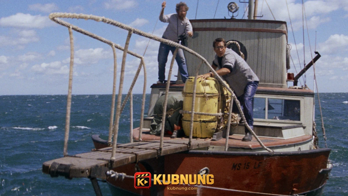 Jaws (1975) จอว์ส โบรดี ฮูเปอร์ และควินต์บนเรือออร์กาจาก Jaws จอว์ส