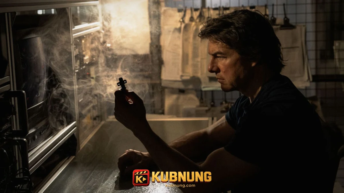 อีธาน ฮันต์ตรวจอุปกรณ์ใน Mission Impossible The Final Reckoning