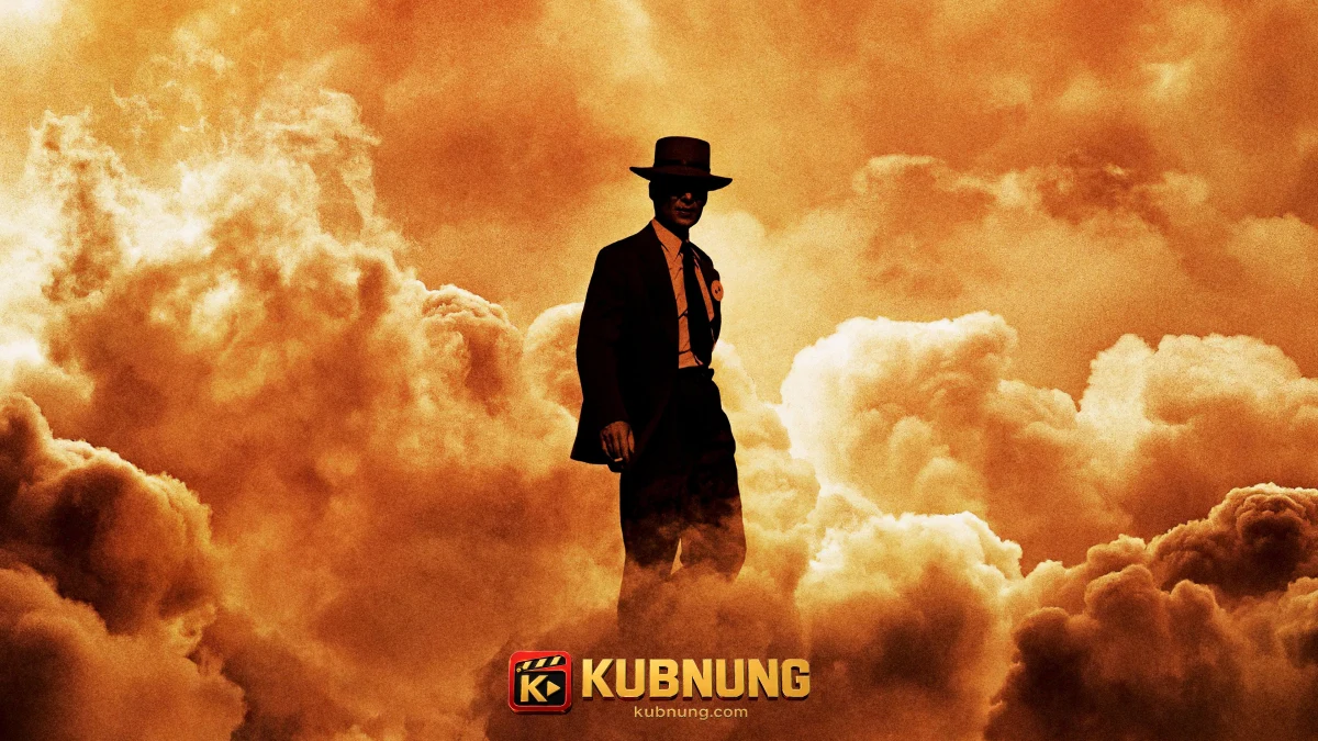 เจ โรเบิร์ต ออพเพนไฮเมอร์ยืนหน้ากลุ่มควันไฟจาก Oppenheimer