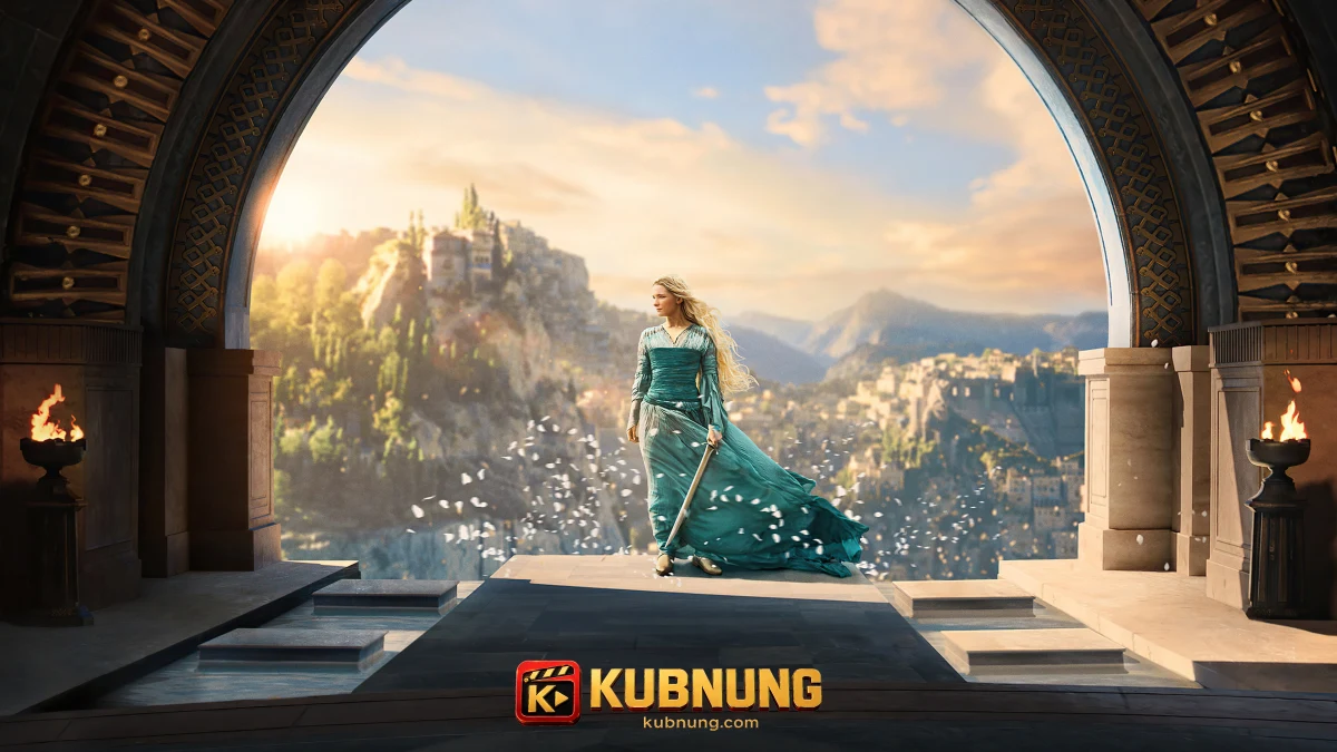 The Lord of the Rings: The Rings of Power Season 1 (2022) เดอะลอร์ดออฟเดอะริงส์: แหวนแห่งอำนาจ ซีซั่น 1 กาลาเดรียลยืนมองนครเอลฟ์ใน The Rings of Power Season 1