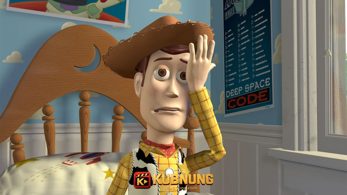 วูดดี้นั่งกังวลอยู่ในห้องของแอนดี้จาก Toy Story