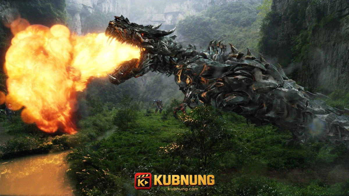 กริมล็อกพ่นไฟท่ามกลางภูเขาใน Age of Extinction